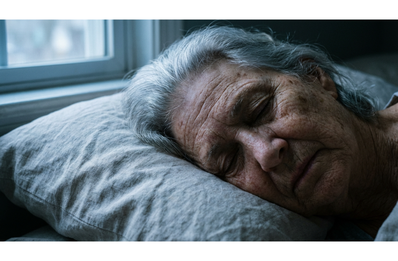 a senior sleeping in bed